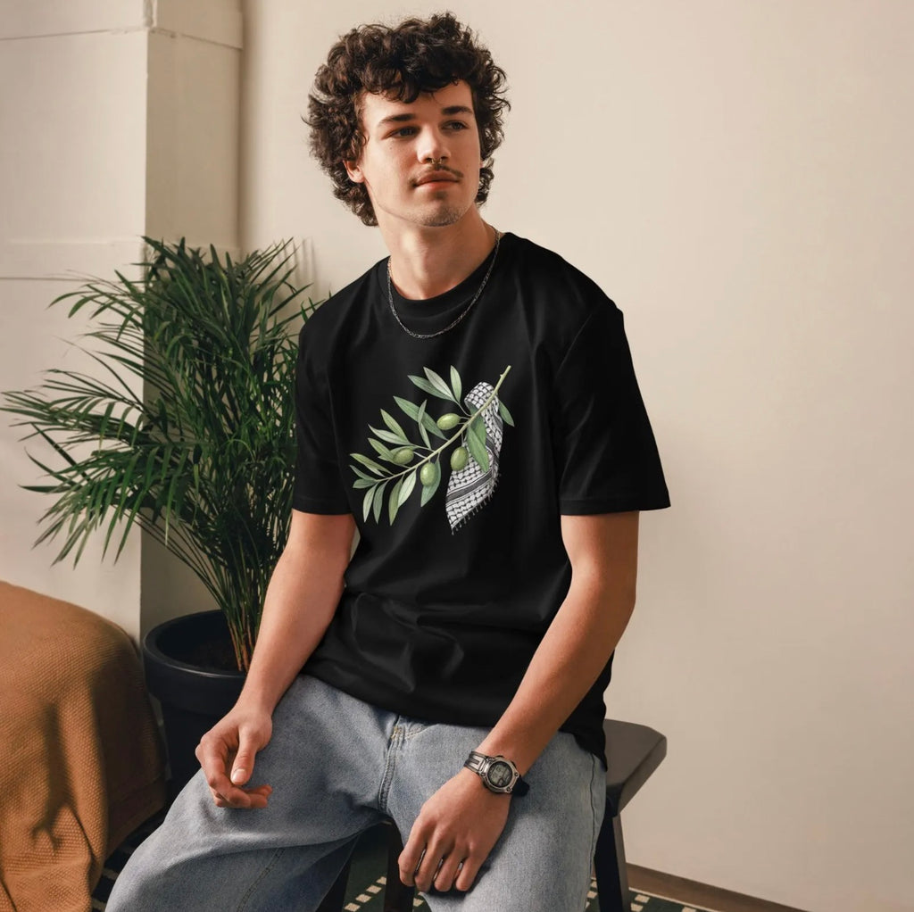 Olive branche, Keffiyeh, Unisex organic cotton t-shirt